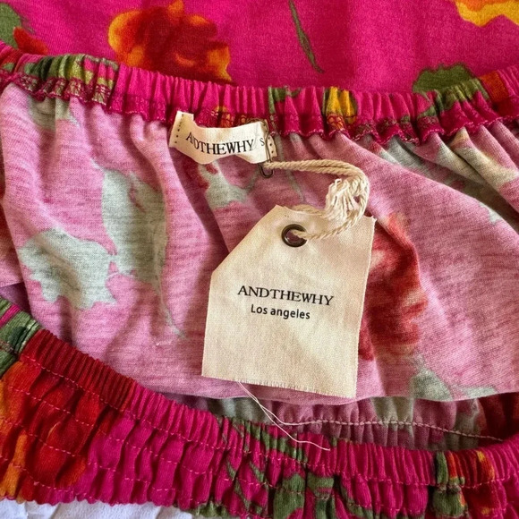 NWT And The Why Pink Floral Off Shoulder Flowy 3/4 Sleeve Blouse Size Small - Picture 13 of 14